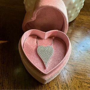 NWT Diamonique x Jennifer Miller Mini Pave Heart Necklace w/ Box